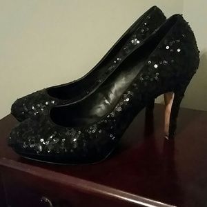 White House Black Market Black Sequin Pumps