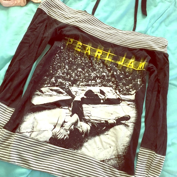 Custom-made 90's Pearl Jam grunge boatneck shirt