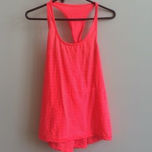Sheer, Twisted-back Neon Pink Workout Tank