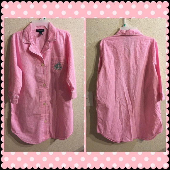 🚫SOLD🚫Pink Gingham Ralph Lauren Night Gown - Picture 1 of 2