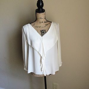 Cream V-neck Anthro Blouse