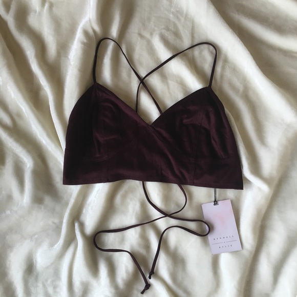 Kendall & Kylie plum faux suede crop top