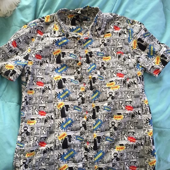 MENS Forever 21 comic book print button up