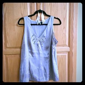 V Neck Taupe Tank & Feather Earrings