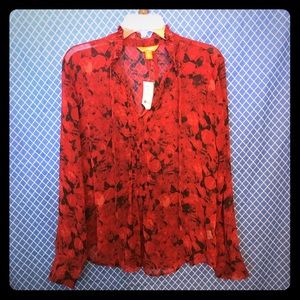 Sheer Red Floral Top