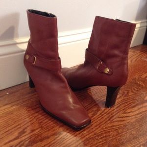 burgundy leather vintage booties
