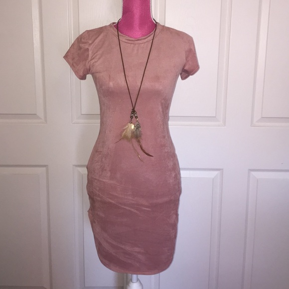 Blush pink suede dress, NWT