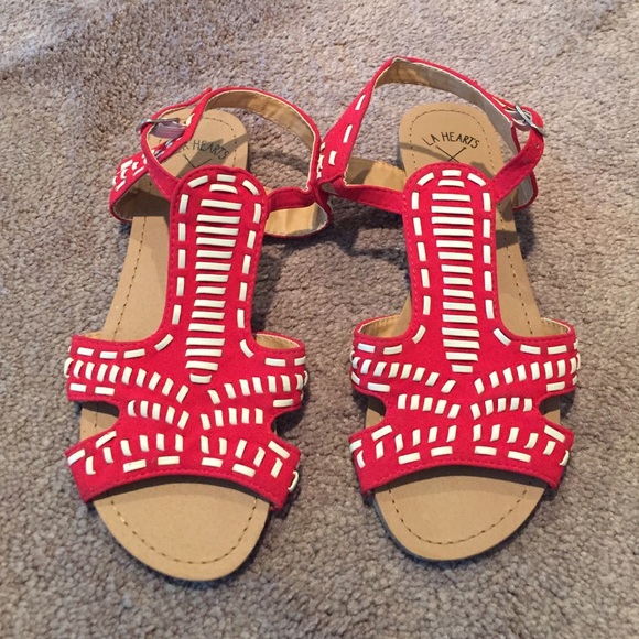 Red Tribal Festival Red Sandals - Size 6