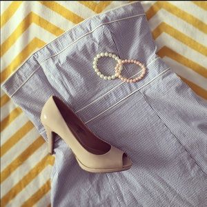 👗Seersucker strapless dress