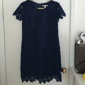 Navy lace detail dress