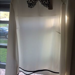 Dainty floral collar white blouse