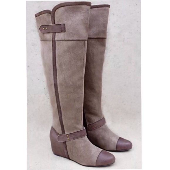 Joyfolie Amelia in Fossil canvas & leather boots