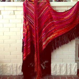 Huge hippie fringe shawl w/ Missoni scrap belt