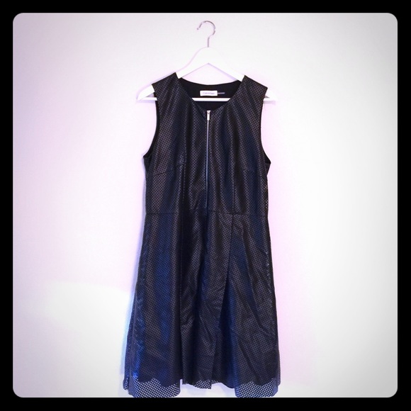 Calvin Klein Faux Leather Laser Cut Dress
