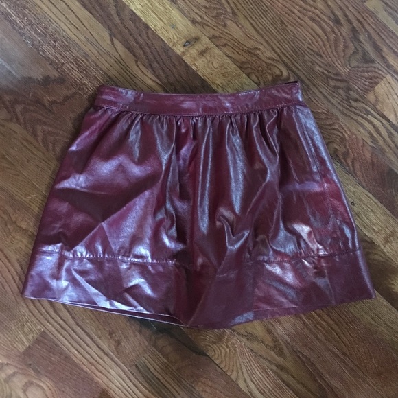 Burgundy Faux Leather Mini Skirt
