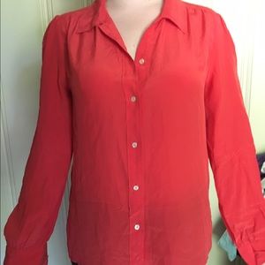 Red j crew silk top size 12