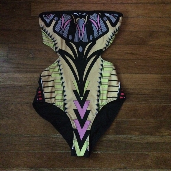River Island Yellow tribal print swimsuit