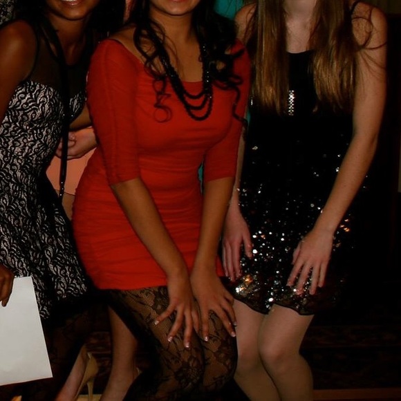 Off the shoulder red dress