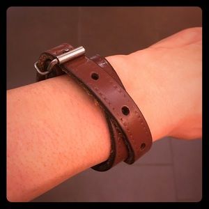 Leather wrap around bracelet with buckle