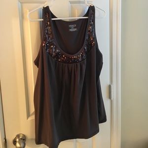 Brown tank with sequins