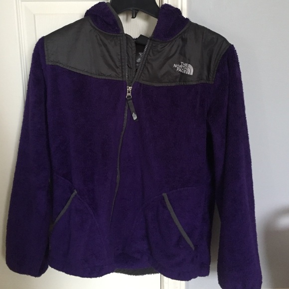 purple North Face fleece jacket