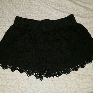 Medium size black crochet shorts