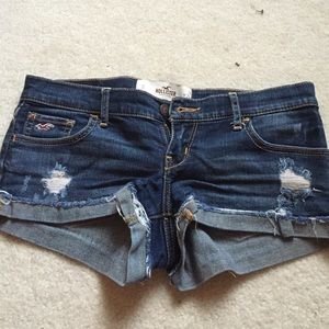 Dark wash ripped hollister shorts