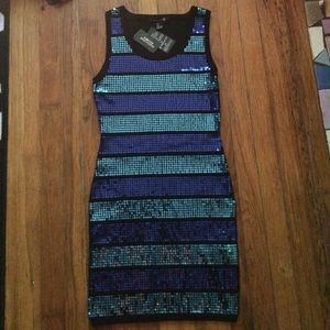 Forever 21 metallic sequined blue/teal dress