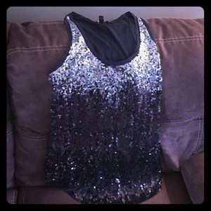 Navy blue sequenced tank top