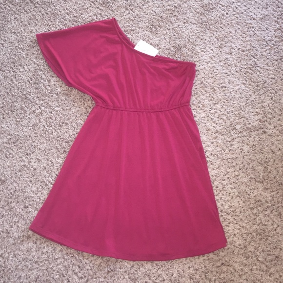 Cranberry one shoulder cotton dress