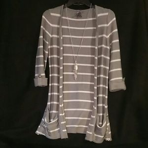 Vanity gray/white stripe cardigan