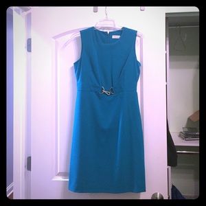 Calvin Klein teal green sleeveless dress