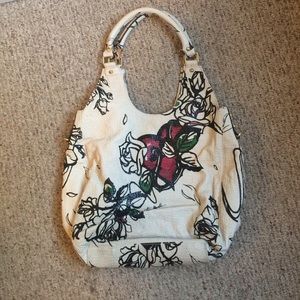 Steve Madden white floral tote purse