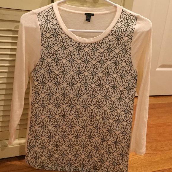 Jcrew 3/4 length embroidered top