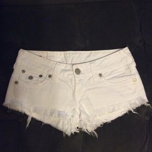 True Religion Optic White Joey Cut Offs