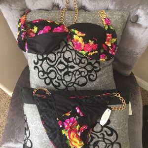 VS floral gold chain bikini