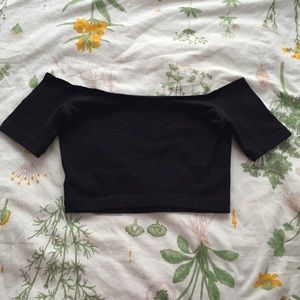 Black Cotton Spandex Off-Shoulder