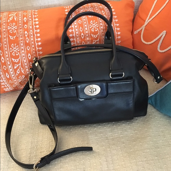 Solid black, leather Kate Spade NY bag