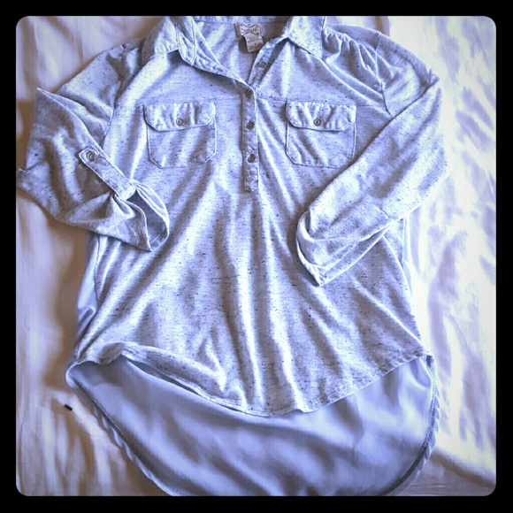 Light Navy Blue Quarter Length Sleeve Blouse
