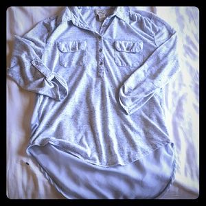 Light Navy Blue Quarter Length Sleeve Blouse