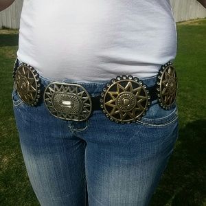 Western leather concho belt