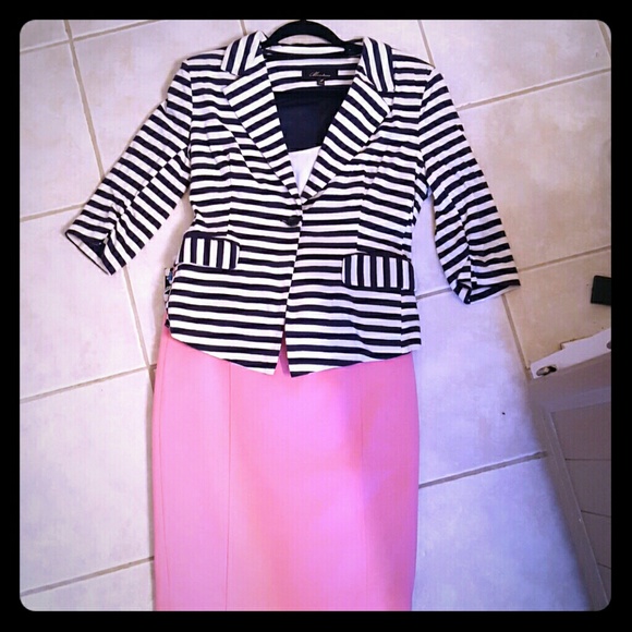 Navy and white striped Blazer