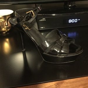 YLS Tribute Sandals black patent leather.