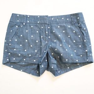 J. Crew Chambray Polka Dot 3" Inseam Chino Shorts