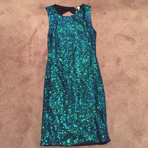 H&M Blue Iridescent Sequin Dress - Size 2