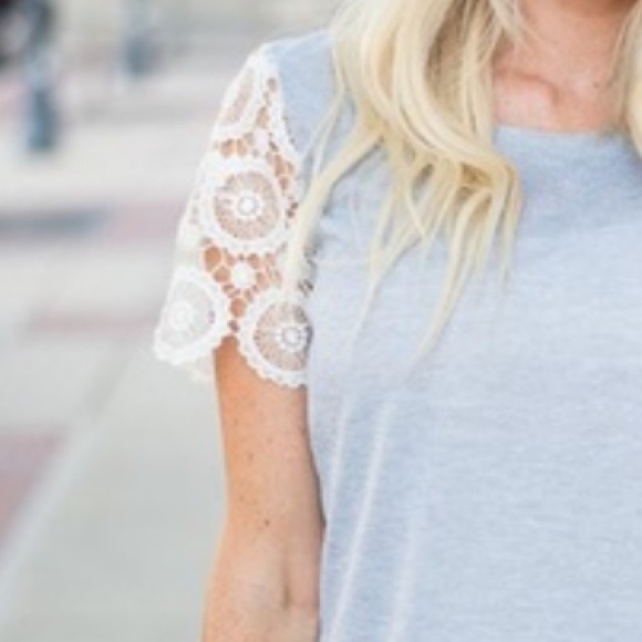 NIP Lace Sleeve Tee - Picture 2 of 2