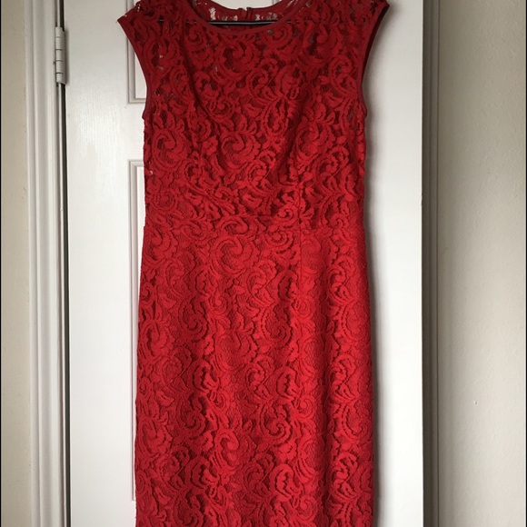 Red lace Banana Republic dress. Red slip included
