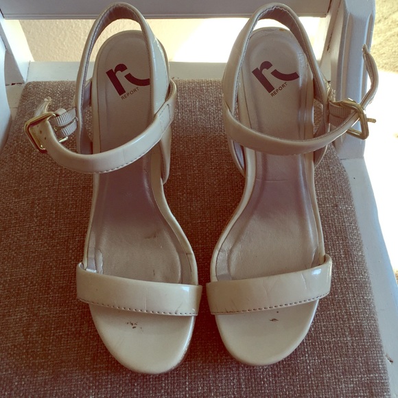 Cream colored cork wedges