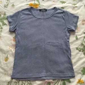 White/Blue Striped Brandy Melville Tee