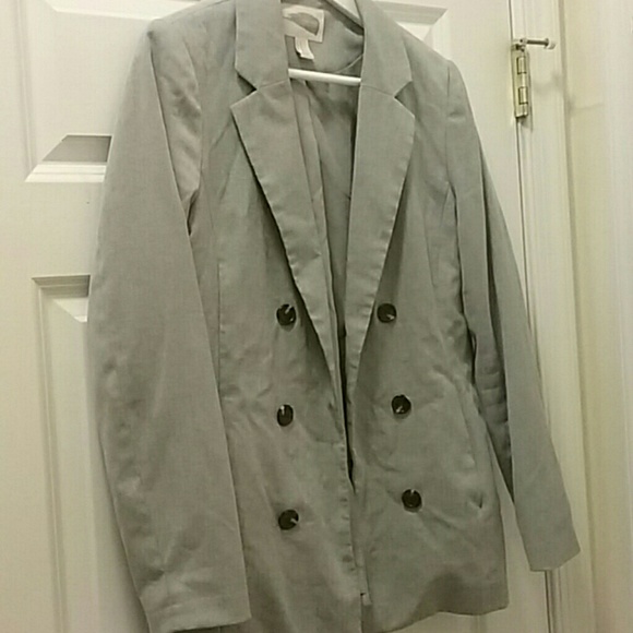 F21 Gray Hip Length Light Weight Blazer